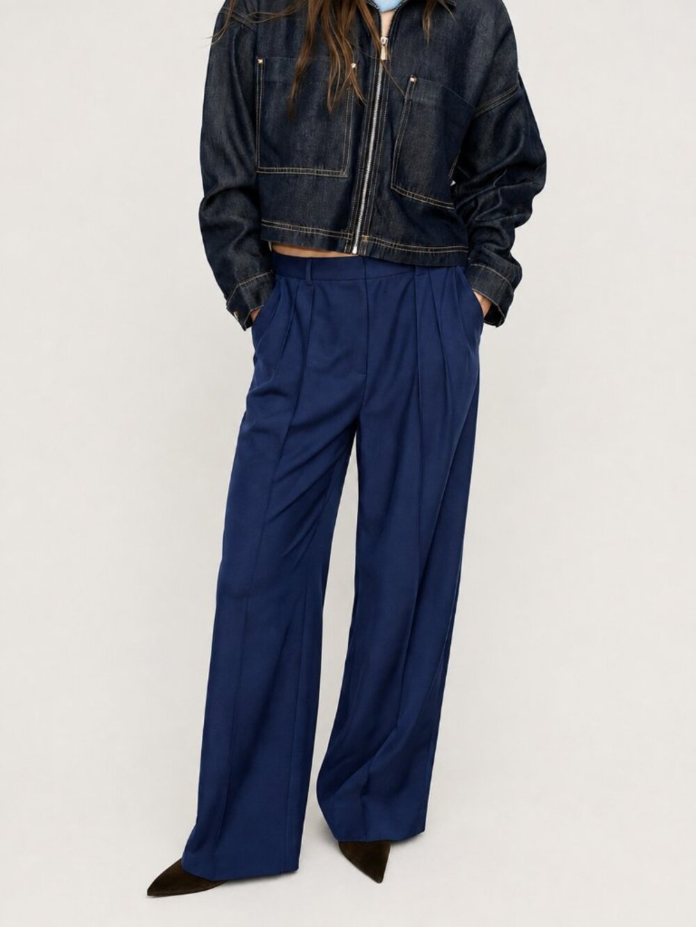 Luminous Blue Pure Wool High Rise Lined Vintage Talbots 14 Warm Trousers